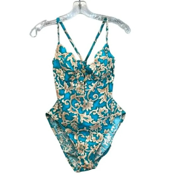Vintage 80's Via Marina Once Piece Bathing Suit Size‎ 12 - Picture 1 of 9